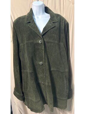 Vintage Bernardo for Marshall Field's Green Suede Leather Jacket XL